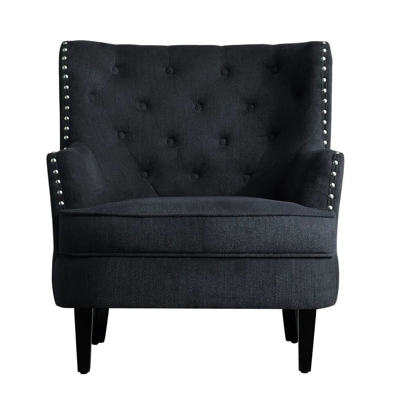 Fauteuil d'appoint capitonné à oreilles, 30 po de large, velours/lin