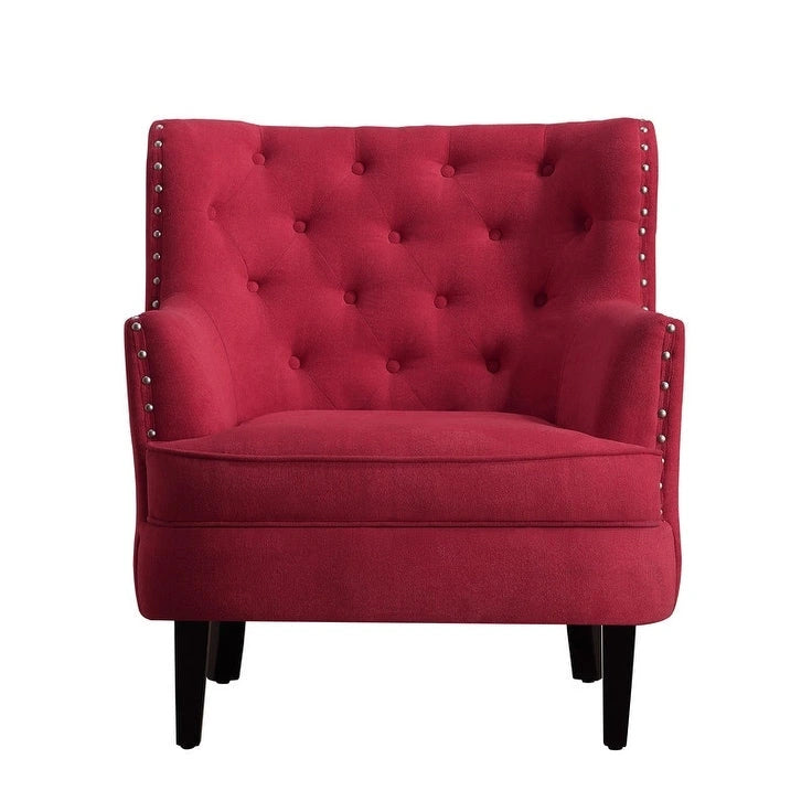 Fauteuil d'appoint capitonné à oreilles, 30 po de large, velours/lin