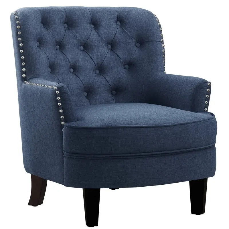 Fauteuil d'appoint capitonné à oreilles, 30 po de large, velours/lin