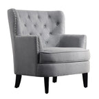 Fauteuil d'appoint capitonné à oreilles, 30 po de large, velours/lin