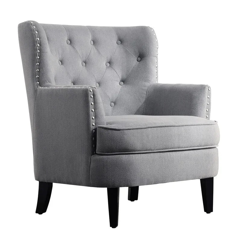 Fauteuil d'appoint capitonné à oreilles, 30 po de large, velours/lin