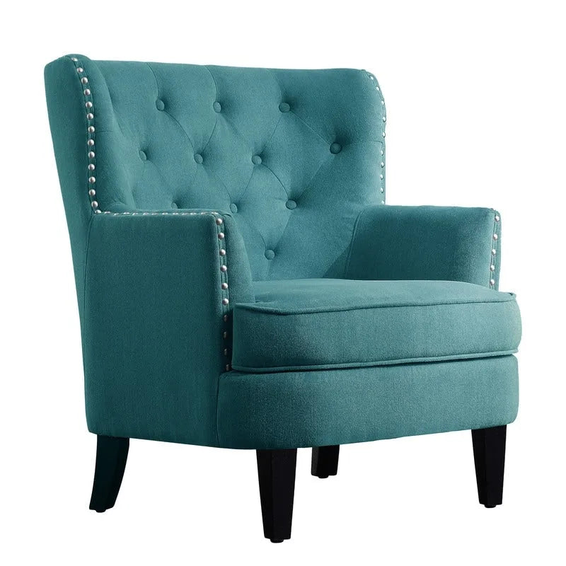Fauteuil d'appoint capitonné à oreilles, 30 po de large, velours/lin