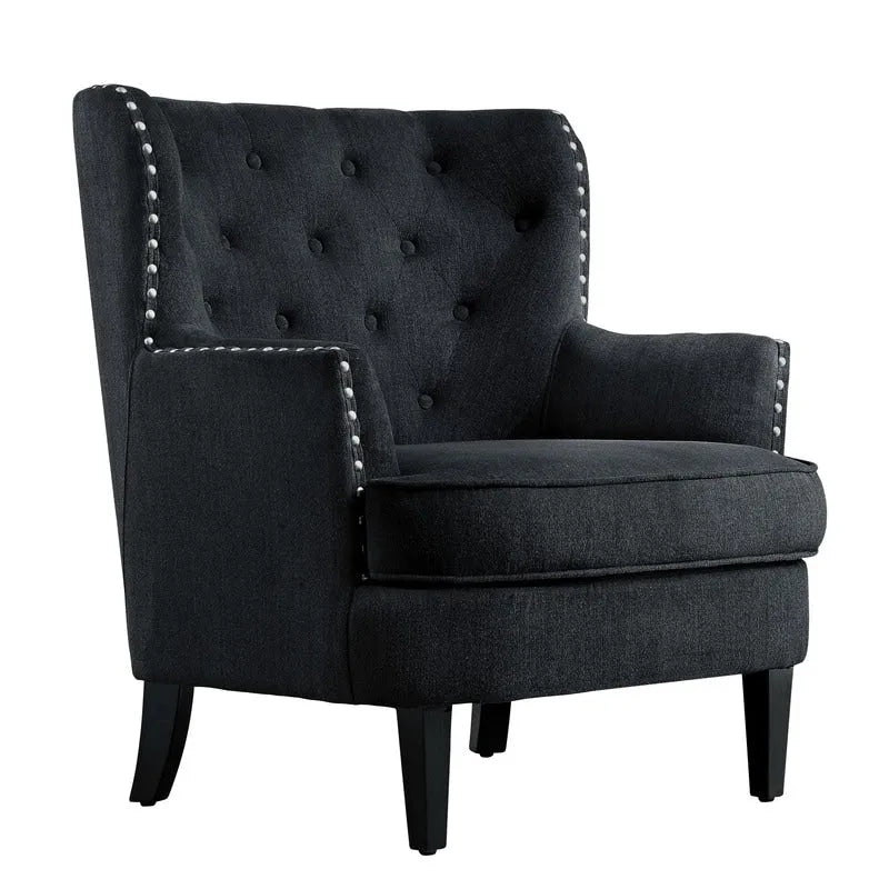 Fauteuil d'appoint capitonné à oreilles, 30 po de large, velours/lin