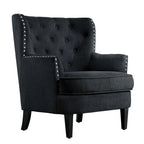 Fauteuil d'appoint capitonné à oreilles, 30 po de large, velours/lin