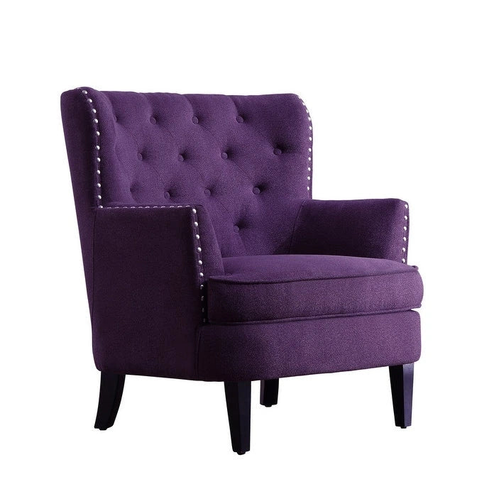Fauteuil d'appoint capitonné à oreilles, 30 po de large, velours/lin