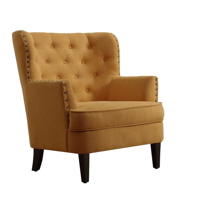 Fauteuil d'appoint capitonné à oreilles, 30 po de large, velours/lin