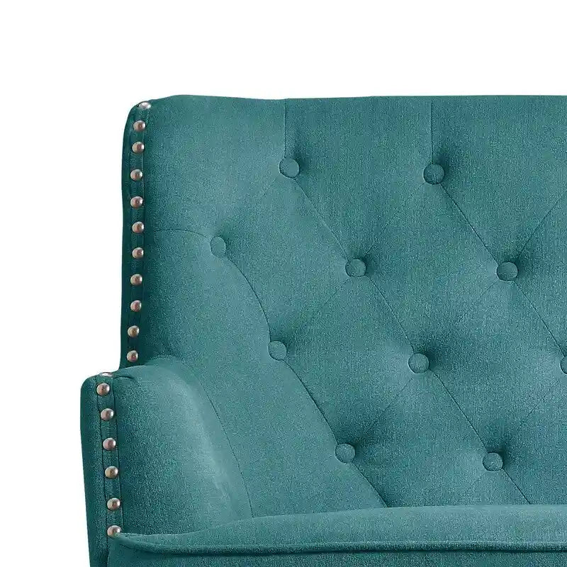 Fauteuil d'appoint capitonné à oreilles, 30 po de large, velours/lin