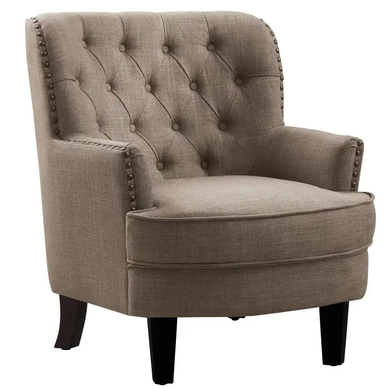 Fauteuil d'appoint capitonné à oreilles, 30 po de large, velours/lin