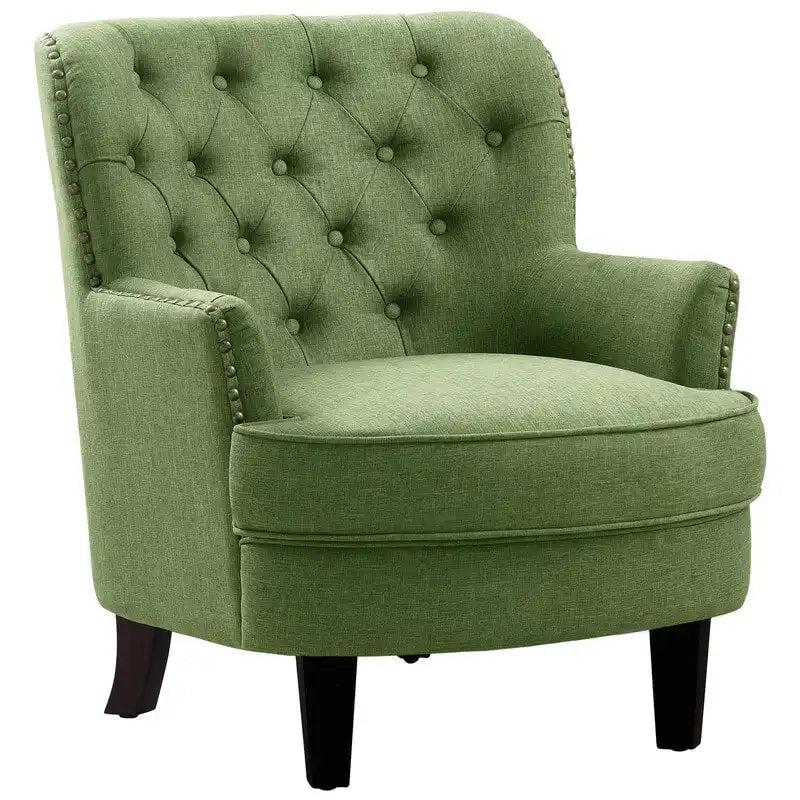 Fauteuil d'appoint capitonné à oreilles, 30 po de large, velours/lin