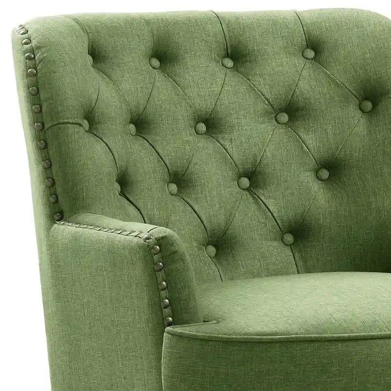 Fauteuil d'appoint capitonné à oreilles, 30 po de large, velours/lin