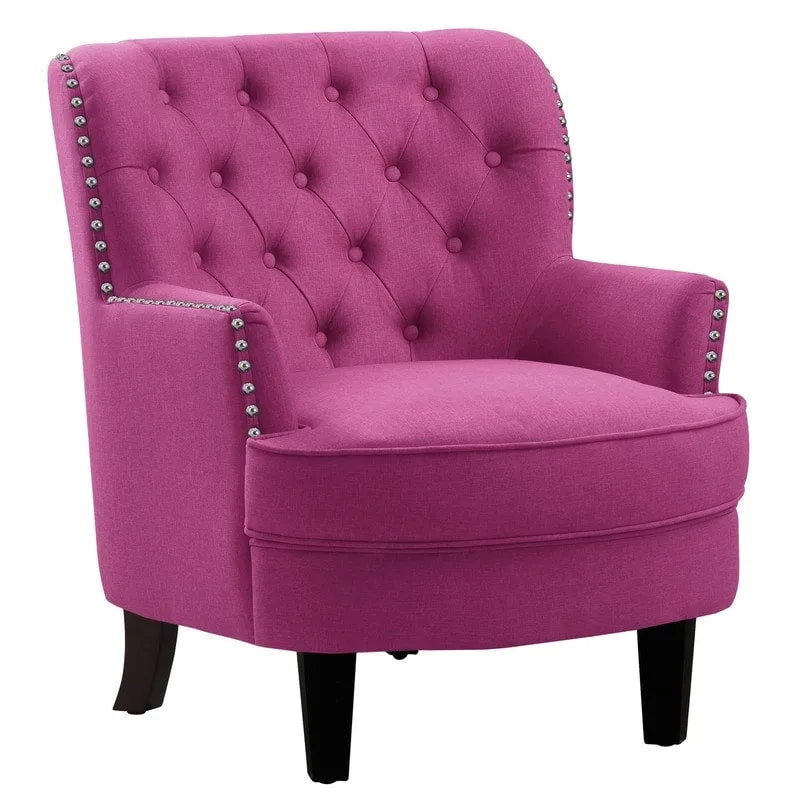Fauteuil d'appoint capitonné à oreilles, 30 po de large, velours/lin