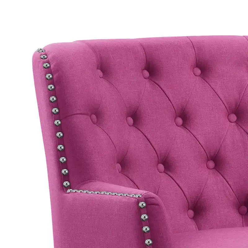Fauteuil d'appoint capitonné à oreilles, 30 po de large, velours/lin