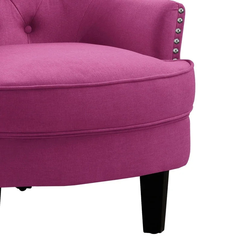 Fauteuil d'appoint capitonné à oreilles, 30 po de large, velours/lin
