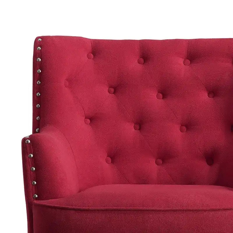 Fauteuil d'appoint capitonné à oreilles, 30 po de large, velours/lin