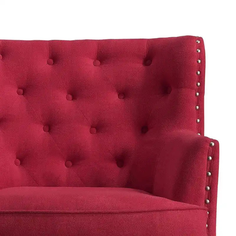 Fauteuil d'appoint capitonné à oreilles, 30 po de large, velours/lin