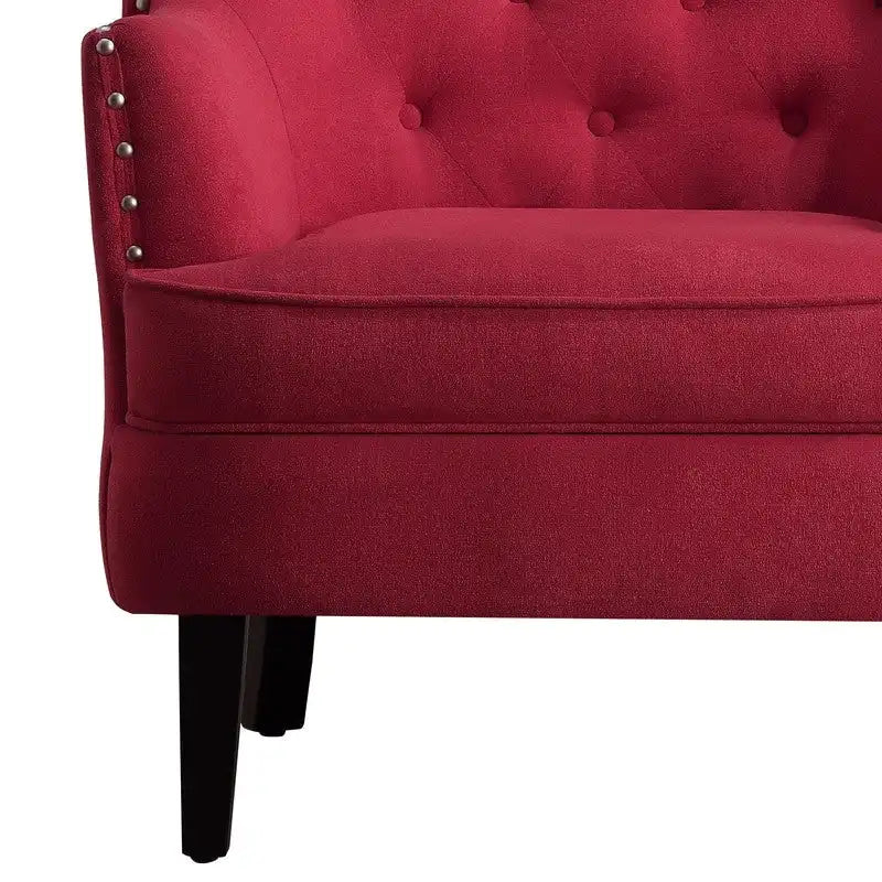 Fauteuil d'appoint capitonné à oreilles, 30 po de large, velours/lin