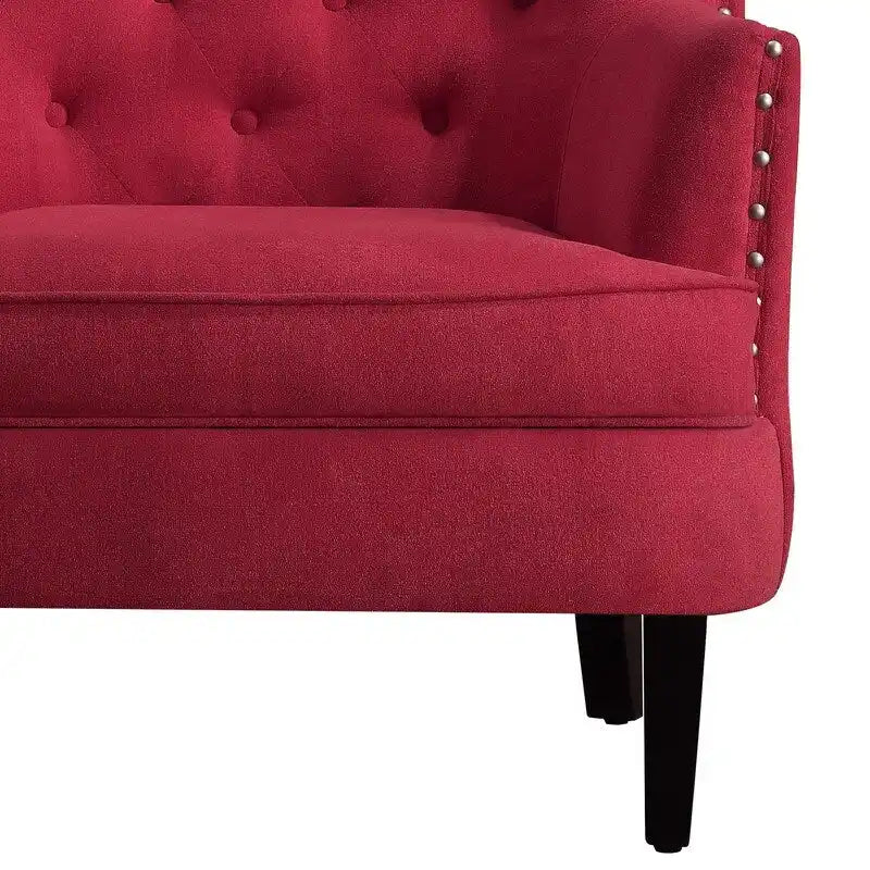 Fauteuil d'appoint capitonné à oreilles, 30 po de large, velours/lin
