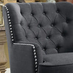 Fauteuil d'appoint capitonné à oreilles, 30 po de large, velours/lin