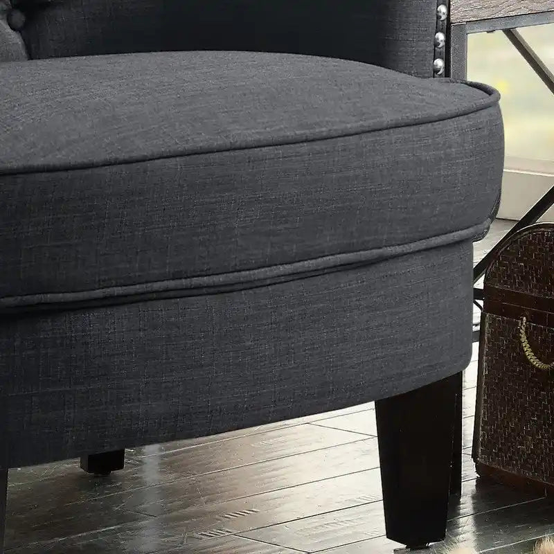 Fauteuil d'appoint capitonné à oreilles, 30 po de large, velours/lin
