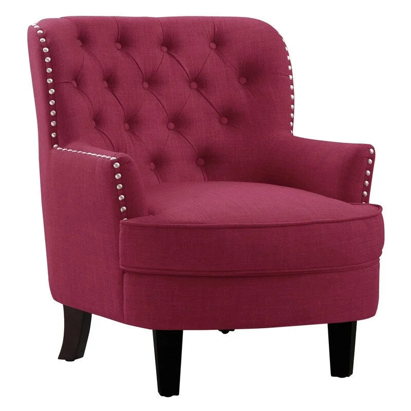 Fauteuil d'appoint capitonné à oreilles, 30 po de large, velours/lin