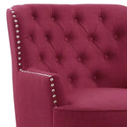 Fauteuil d'appoint capitonné à oreilles, 30 po de large, velours/lin