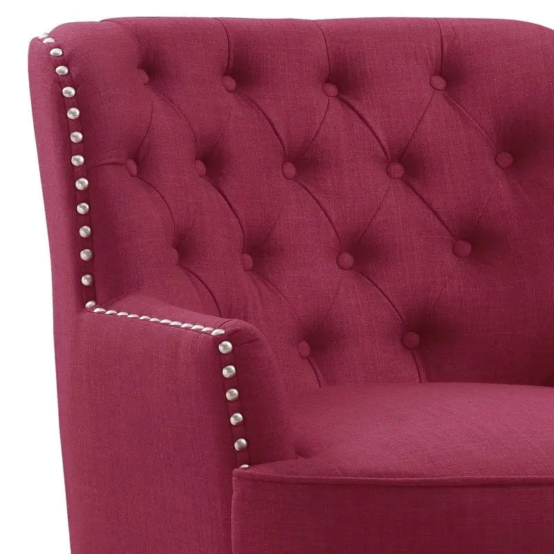 Fauteuil d'appoint capitonné à oreilles, 30 po de large, velours/lin