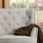 Fauteuil d'appoint capitonné à oreilles, 30 po de large, velours/lin