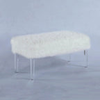 Banc de rangement en fausse fourrure clouté de 20 po avec pieds en acrylique