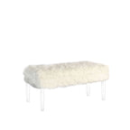Banc de rangement en fausse fourrure clouté de 20 po avec pieds en acrylique