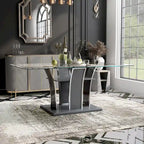 Table de salle à manger moderne en bois avec plateau en verre de 72 pouces