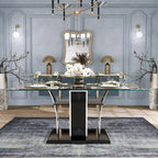 Furniture of America Resk Modern 72-inch Glass Top Wood Dining Table