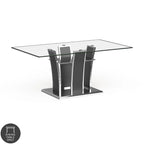Table de salle à manger moderne en bois avec plateau en verre de 72 pouces