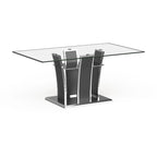 Table de salle à manger moderne en bois avec plateau en verre de 72 pouces