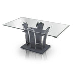 Table de salle à manger moderne en bois avec plateau en verre de 72 pouces