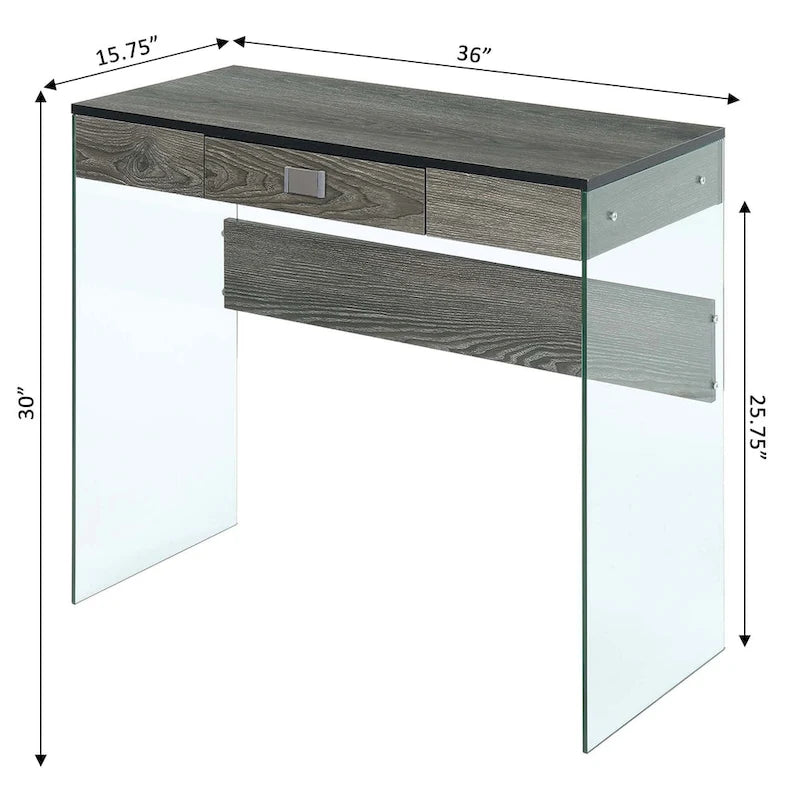 Bureau 36 po en verre à 1 tiroir Convenience Concepts
