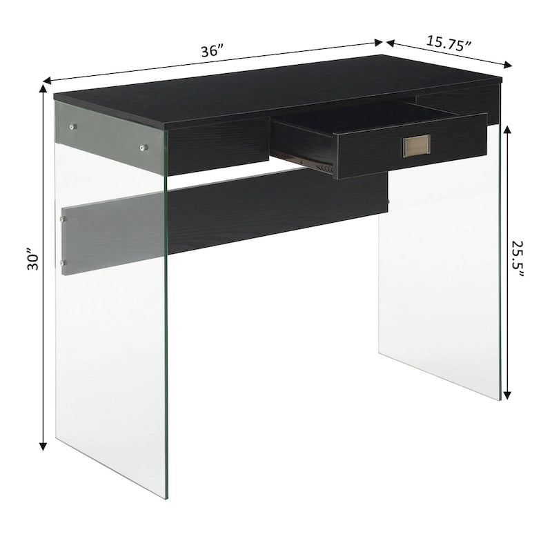 Bureau 36 po en verre à 1 tiroir Convenience Concepts