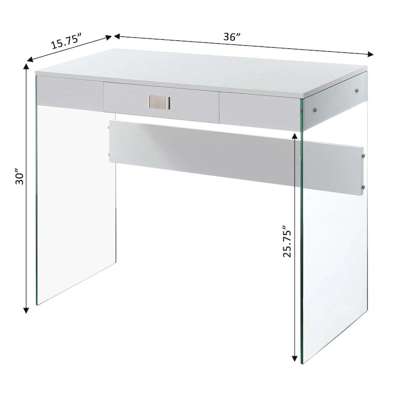 Bureau 36 po en verre à 1 tiroir Convenience Concepts