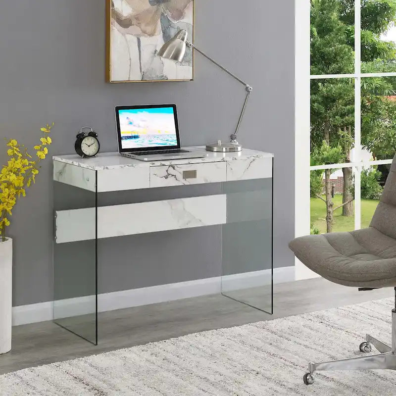 Bureau 36 po en verre à 1 tiroir Convenience Concepts