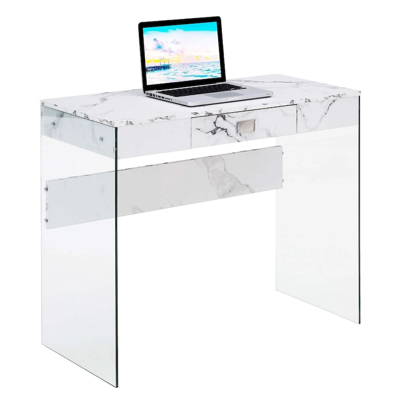 Bureau 36 po en verre à 1 tiroir Convenience Concepts