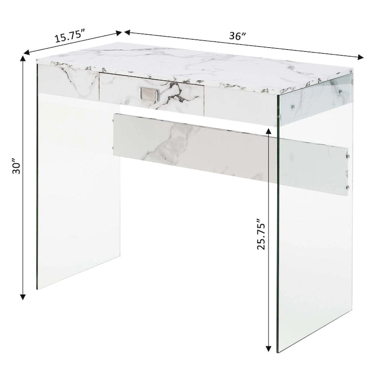 Bureau 36 po en verre à 1 tiroir Convenience Concepts