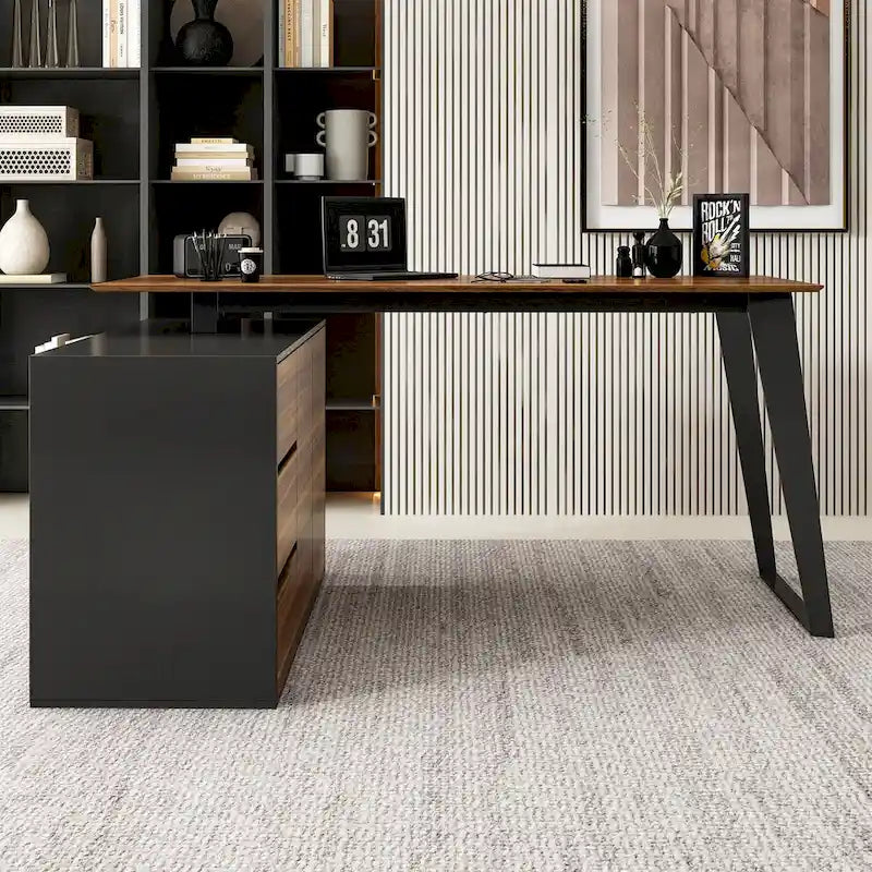 54.3 Bureau d'ordinateur d'angle avec armoire réversible
