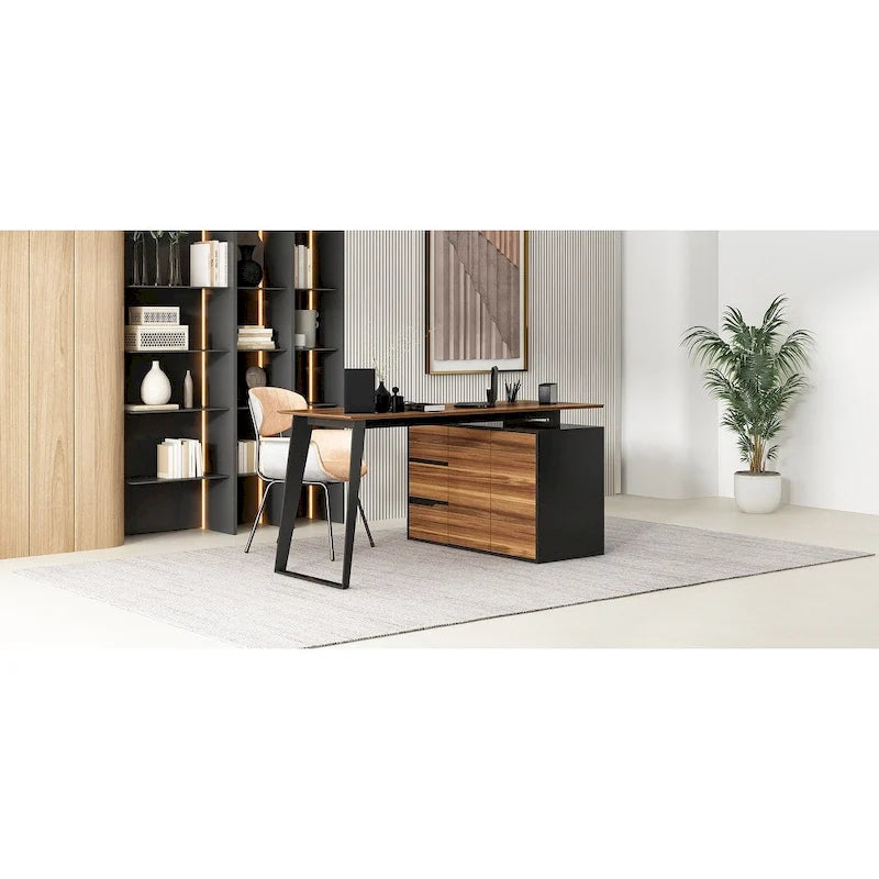 54.3 Bureau d'ordinateur d'angle avec armoire réversible