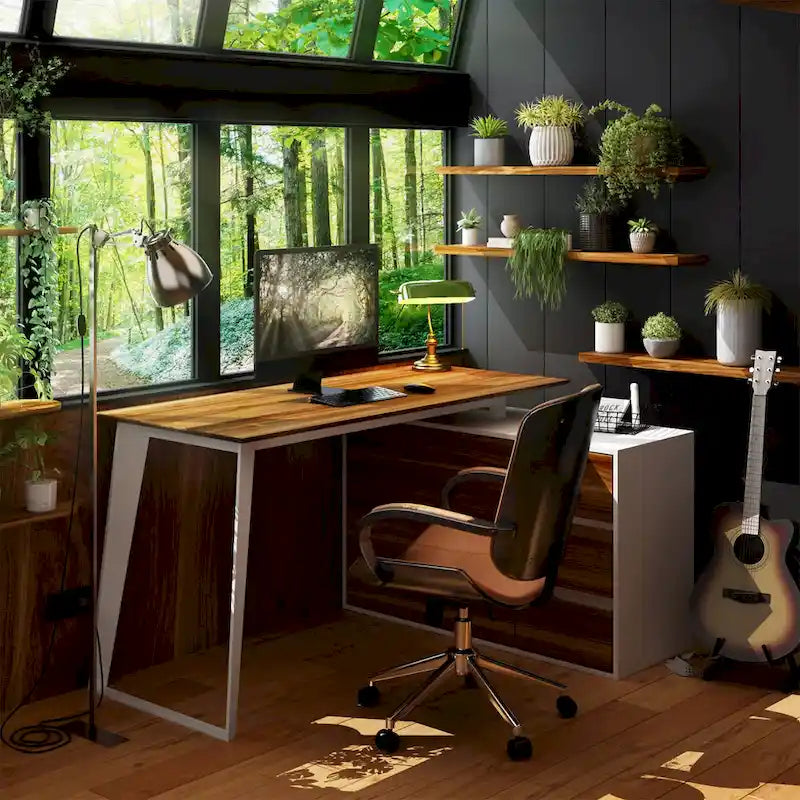 54.3 Bureau d'ordinateur d'angle avec armoire réversible