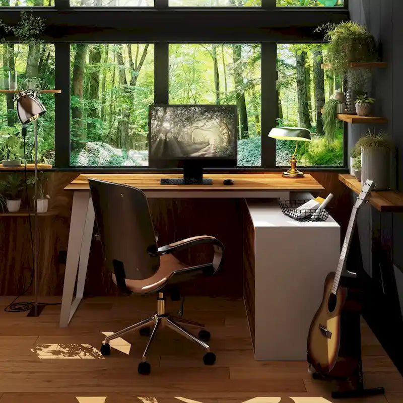 54.3 Bureau d'ordinateur d'angle avec armoire réversible