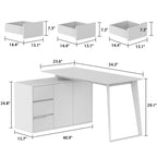 54.3 Bureau d'ordinateur d'angle avec armoire réversible