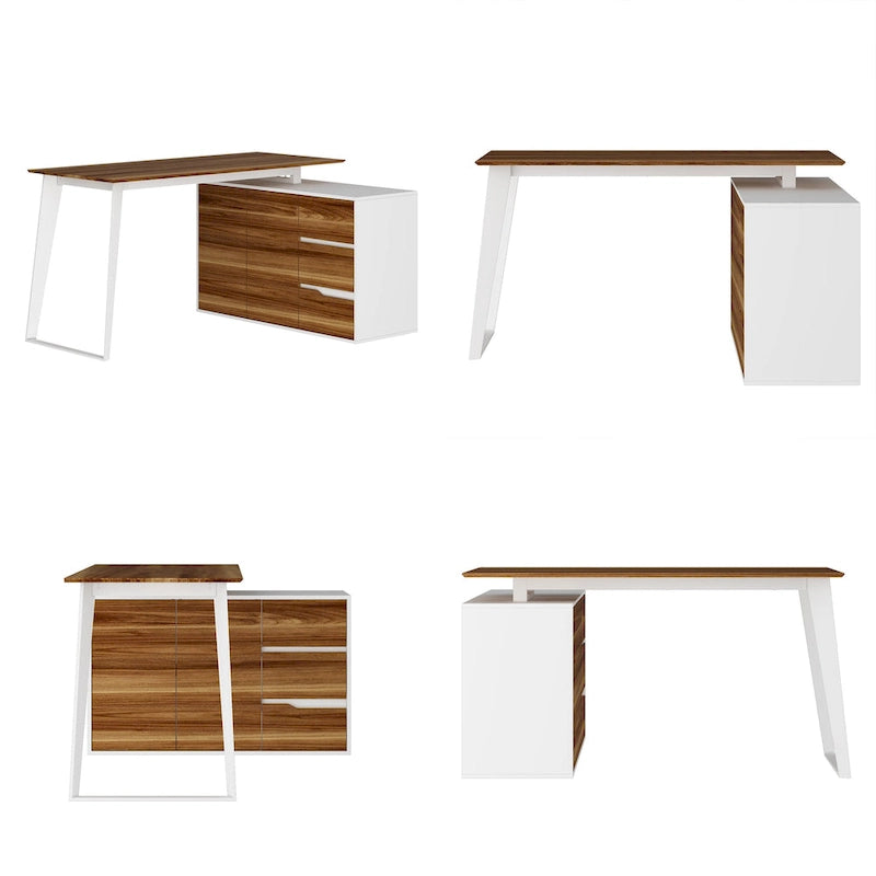 54.3 Bureau d'ordinateur d'angle avec armoire réversible