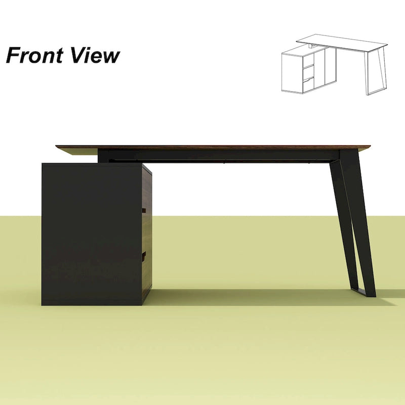 54.3 Bureau d'ordinateur d'angle avec armoire réversible