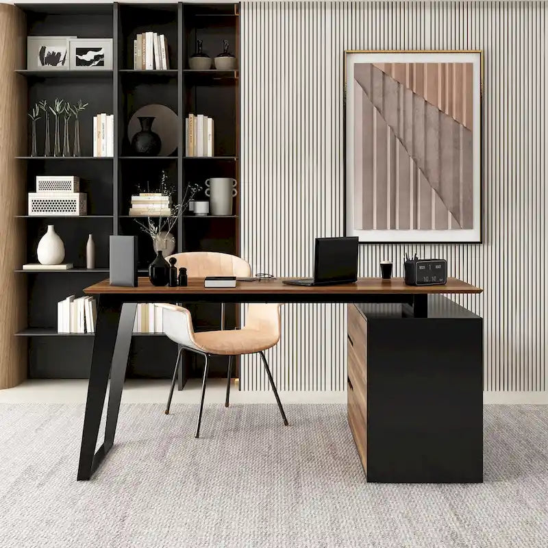 54.3 Bureau d'ordinateur d'angle avec armoire réversible