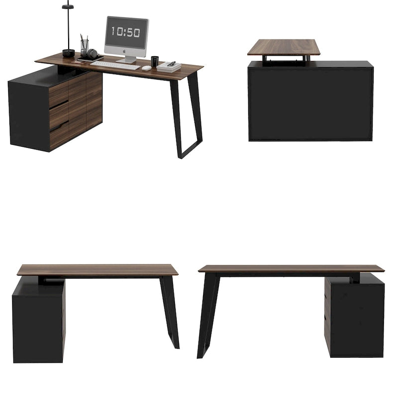 54.3 Bureau d'ordinateur d'angle avec armoire réversible