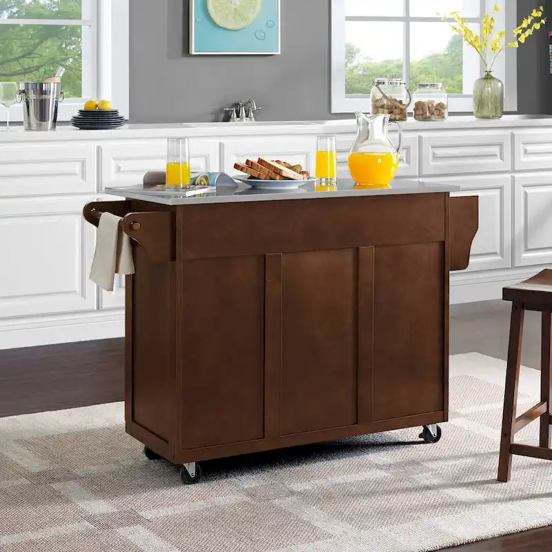 Chariot de cuisine avec plateau en acier inoxydable - 45,7 cm P x 130,8 cm L x 89,5 cm H
